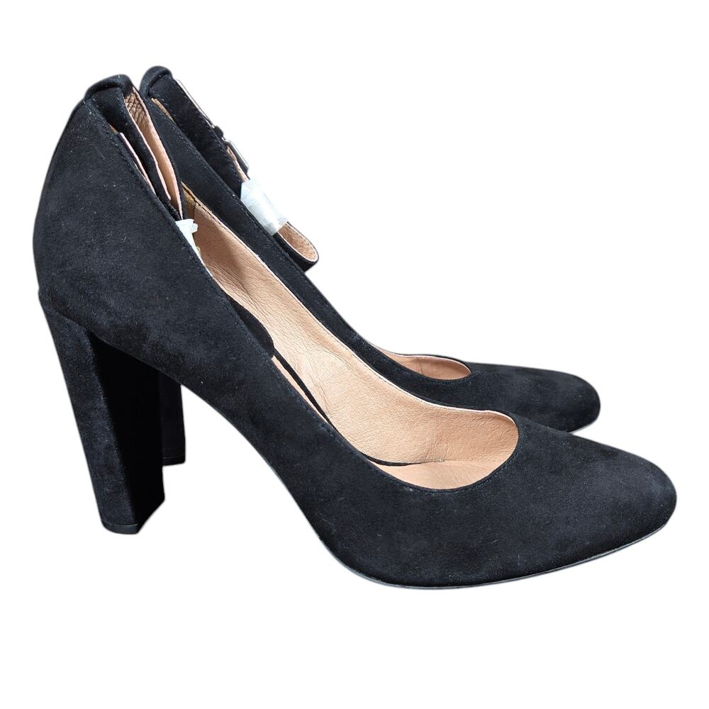 Madewell Heels Womens 9.5 The Cara Black Suede Leather Removeable Ankle Strap